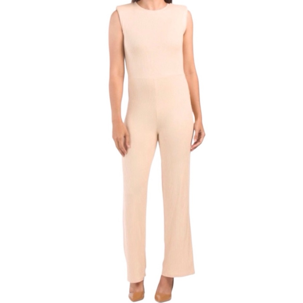 Shinestar Ribbed Cream Jumpsuit (NWT) (Size: Medium) - Picture 3 of 7